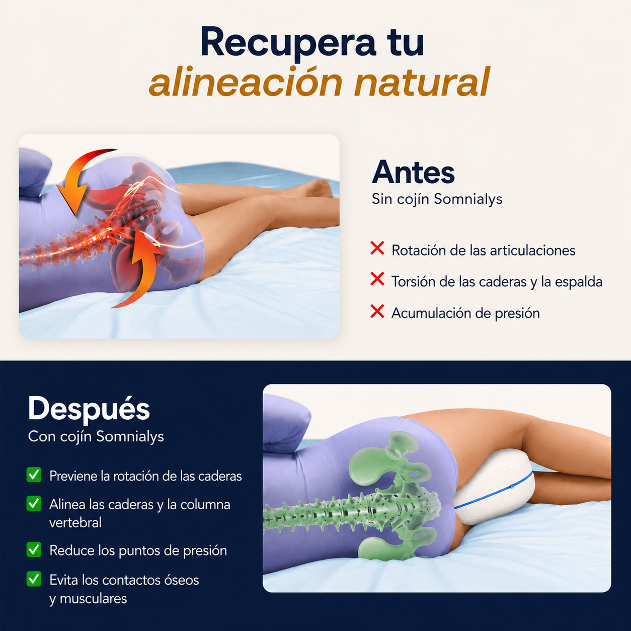 Almohada relajante ortopédica piernas